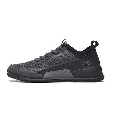 Jeep Breathable Wear-Resistant Lightweight Mid-Top Life Casual Men's Black Gray