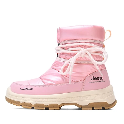 Jeep Warm Wear-Resistant Height Increasing Slip-Resistant Coverage Short Snow Boots Women's Pink