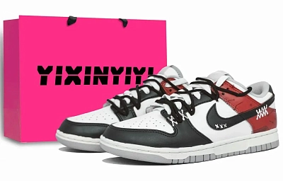 Nike Dunk Abrasion Resistant Low top Skateboard Shoes Unisex Alert Red