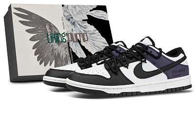 Nike Dunk Coverage Cushioning Abrasion Resistant Low top Skateboard Shoes Unisex Black Purple