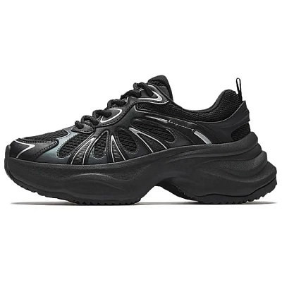 Anta Butterfly Wings Abrasion Resistant Breathable Low top Chunky Sneakers Women's Black Silver