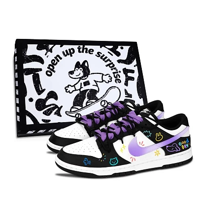 Nike Dunk Skateboard Shoes Unisex Low top White/Purple/Black
