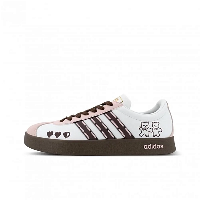 Adidas VL COURT 2.0 Orangutan Mischief XJDD Sweet Bear Lightweight Low top German Army Trainers Women's White Brown