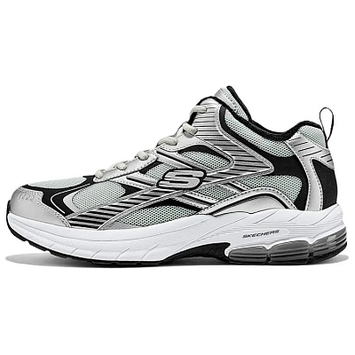 Skechers SPORT MENS Abrasion Resistant Mid top Casual Shoes Men's Black Silver