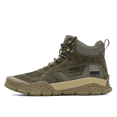 Jeep Abrasion Resistant High Top Hiking Shoes Men's Khaki