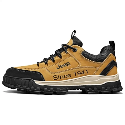 Jeep Low Top Outdoor Shoes Men's Brown Yellow