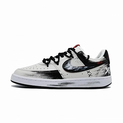 Nike Court Vision 1 Dry Kiss Slip Resistant Abrasion Resistant Low top Skateboard Shoes Men's Black White
