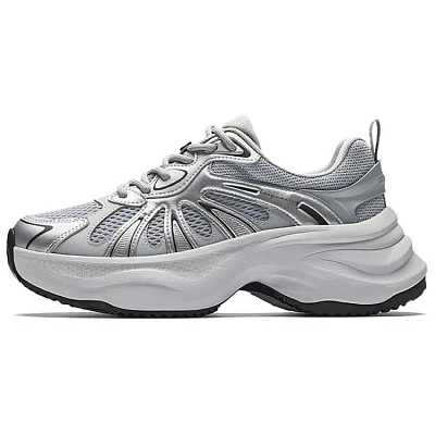 Anta Butterfly Wings Abrasion Resistant Breathable Slip Resistant Low top Chunky Sneakers Women's Silver Gray