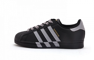 Adidas Originals SUPERSTAR Coverage Abrasion Resistant Low top Skateboard Shoes Unisex Black Gray