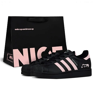 Adidas Originals SUPERSTAR Abrasion Resistant Low top Skateboard Shoes Women's Black Pink