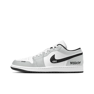 Jordan Air Jordan 1 Black Gray Cement Abrasion Resistant Low top Basketball Shoes Unisex