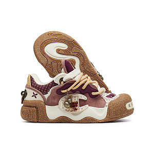 Champion AutoSkate V1 With Puffy Big Head Design Balance Low top Skateboard Shoes Women's Sesame Brown/Preppy Red 1 4294556