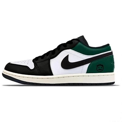 Jordan Air Jordan 1 Abrasion Resistant Low top Basketball Shoes Unisex Green Black
