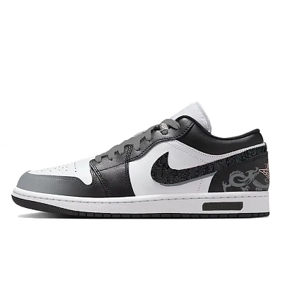 Jordan Air Jordan 1 Cangming Dragon Shadow Low top Vintage Basketball Shoes Men's Black White Gray