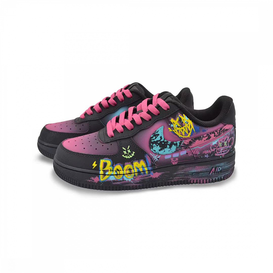 Nike Air Force 1 Cyber Neon Abrasion Resistant Low top Skateboard Shoes Unisex Black Purple Yellow купить в интернет-магазине Yoocart с быстрой доставкой по России.