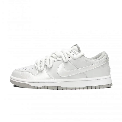 Nike Dunk Low Top Skateboard Shoes Unisex Silver White