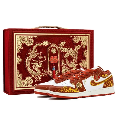 Jordan Air Jordan 1 Xi Yué Low Top Vintage Basketball Shoes Unisex Red
