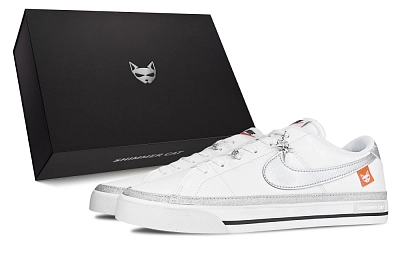 Nike Court Legacy Silver Shimmery Cat, Special Box Abrasion Resistant Low Top Skateboard Shoes Unisex Silver White