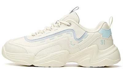 Anta Life Collection Shock Absorbers Slip Resistant Abrasion Resistant Low top Chunky Sneakers Women's White Blue