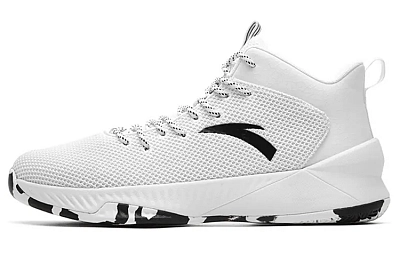 Anta Anti Slip Wear Resistant Mid Top Vintage Basketball Shoes Men's White Black