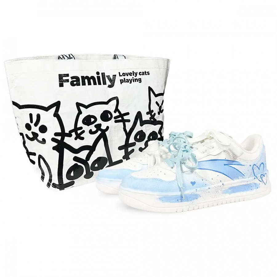 Anta Life Collection Slip Resistant Cushioning Abrasion Resistant Low Top Skateboard Shoes Women's Blue White купить в интернет-магазине Yoocart с быстрой доставкой по России.