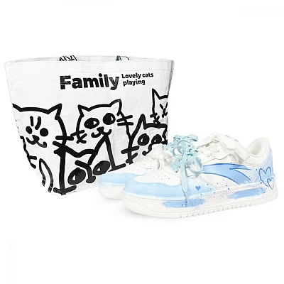 Anta Life Collection Slip Resistant Cushioning Abrasion Resistant Low Top Skateboard Shoes Women's Blue White