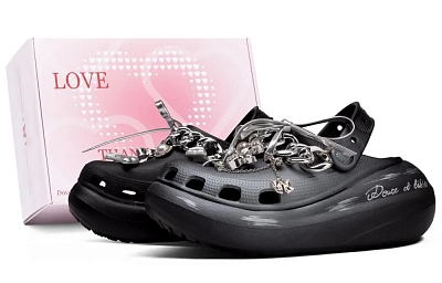 Crocs Crush Clog Classic Crush Xingji Navigation Box Clogs Unisex Black Silver