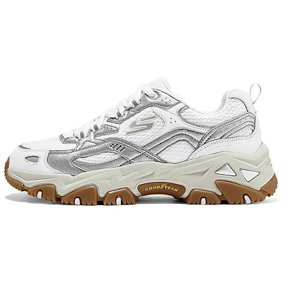 Skechers D'LITES Hiker Breathable Support Low top Chunky Sneakers Men's Silver White