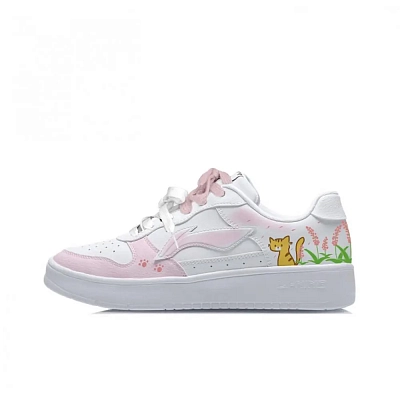 LiNing Pontoon Boats Cushioning Coverage And Abrasion Resistant Low top Skateboard Shoes Unisex Peach Pink
