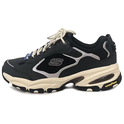 Skechers AIR COOLED MEMORY Abrasion Resistant Breathable Hiking Shoes Women's Black Beige Silver