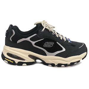 Skechers AIR COOLED MEMORY Abrasion Resistant Breathable Hiking Shoes Women's Black Beige Silver 1 4328025