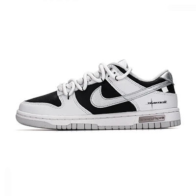 Nike Dunk Xingli Abrasion Resistant Low Top Skateboard Shoes Unisex White Black Silver
