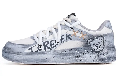 LiNing Non slip Lightweight Low top Skateboard Shoes Unisex Gray White