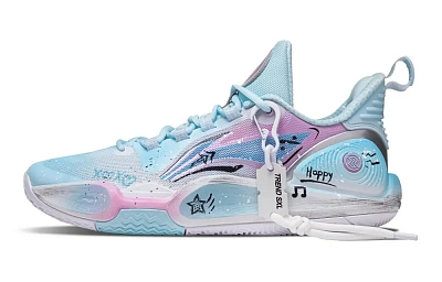 LiNing Speed 9 Cushioning, Slip Resistant, And Abrasion Resistant Low Top Basketball Shoes Men's Blue Pink