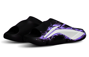 LiNing BADFIVE Slide Slip Resistant Abrasion Resistant Antibacterial Slide Slippers Men's Black White Purple 2 4329634