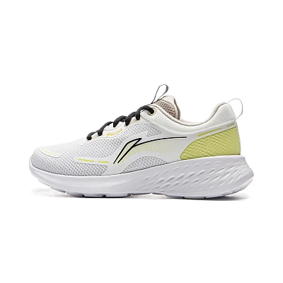 LiNing Cushioning, Wear Resistant Low top Casual Running Shoes Women's Cloud Mist White Cyan Apple Green