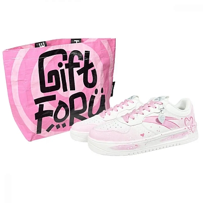 Anta Life Collection Slip Resistant Cushioning Abrasion Resistant Low Top Skateboard Shoes Women's Pink White