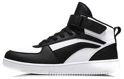 LiNing Knight Mid top Skateboard Shoes Men's Black White