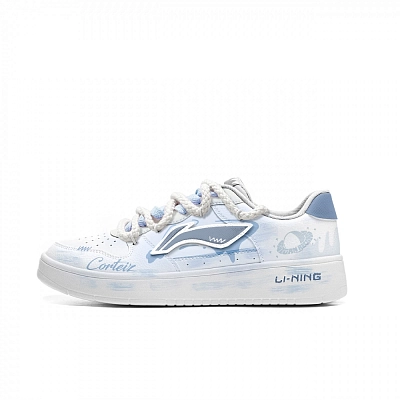 LiNing Pontoon Boats Slip Resistant Cushioning Breathable Low Top Skateboard Shoes Men's Blue White