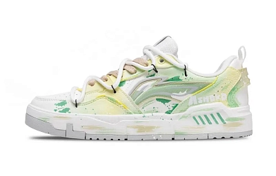 LiNing Yuan Chu Slip Resistant, Abrasion Resistant, Breathable Low top Skateboard Shoes Men's Yellow Green