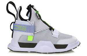 LiNing Reburn WS Mid top Vintage Basketball Shoes Unisex Gray White 1 4329969