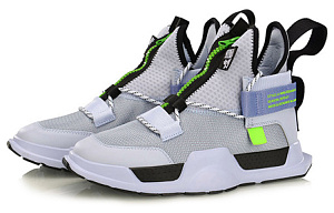 LiNing Reburn WS Mid top Vintage Basketball Shoes Unisex Gray White 2 4329970