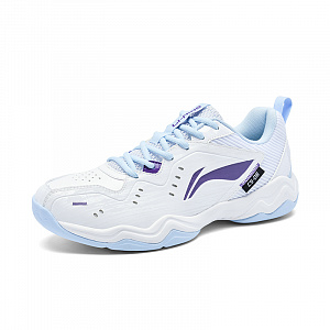 LiNing Shock Absorbers Slip Resistant Abrasion Resistant Low top Badminton Shoes Unisex White Blue Purple 1 4330010