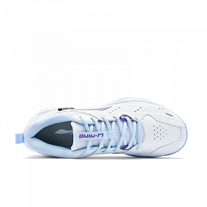 LiNing Shock Absorbers Slip Resistant Abrasion Resistant Low top Badminton Shoes Unisex White Blue Purple 3 4330012