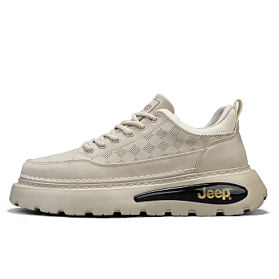 Jeep Mesh Hole Breathable Low Top Casual Shoes Men's Sand
