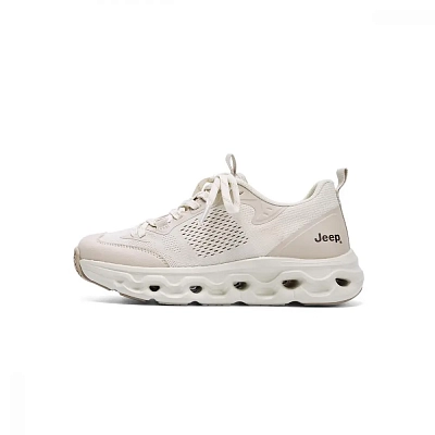 Jeep Cushioning Rebound Height Increasing Abrasion Resistant Lightweight Breathable Low top Casual Shoes Women's Beige