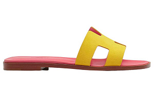 HERMES Oran Slide Slippers Women's Gravel Yellow 1 4367345