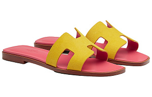 HERMES Oran Slide Slippers Women's Gravel Yellow 2 4367346