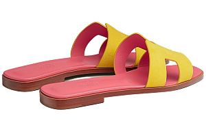 HERMES Oran Slide Slippers Women's Gravel Yellow 3 4367347