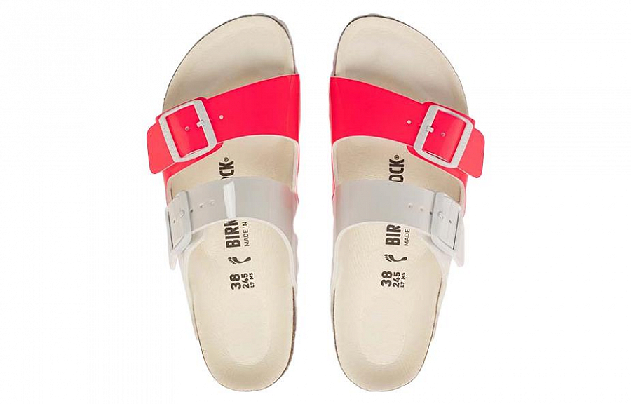 Birkenstock Arizona Split Birko Flor Narrow Fit Sandals 'Patent Neon Pink White' Women's купить в интернет-магазине Yoocart с быстрой доставкой по России.